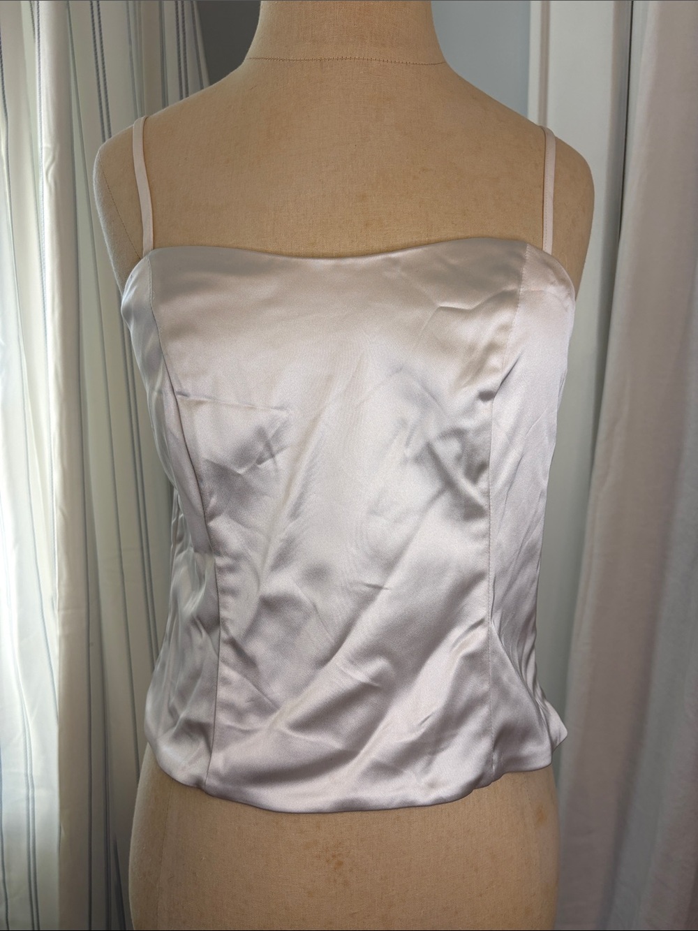 Women’s Satin Spaghetti Strap Top in White